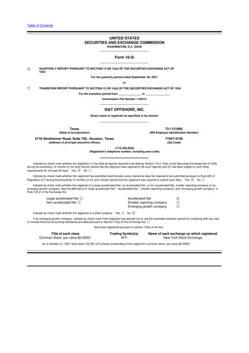 Thumbnail W&T Offshore 10-Q Quarterly Report FY2021 