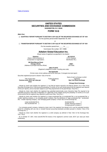 Miniature Adtalem Global Education
 10-Q Rapport trimestriel  