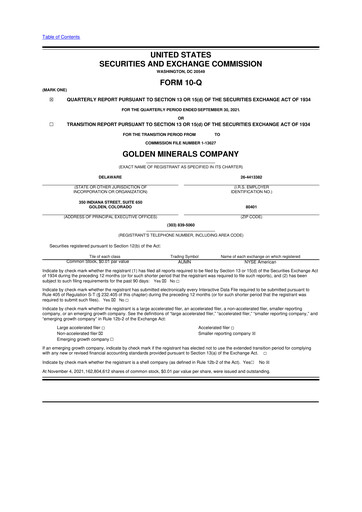 Thumbnail Golden Minerals
 10-Q Quarterly Report FY2021 