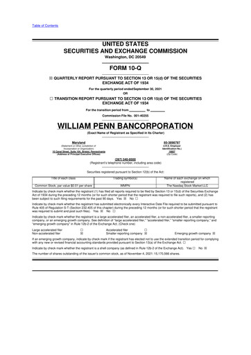 Thumbnail William Penn Bancorporation 10-Q Quarterly Report FY2022 