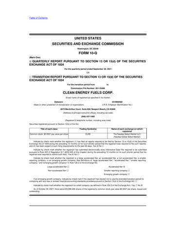 Miniature Clean Energy Fuels 10-Q Rapport trimestriel 2021 