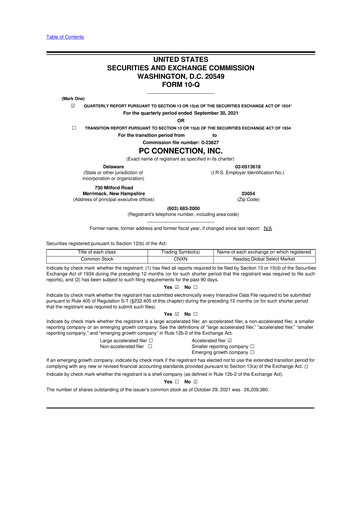 Thumbnail PC Connection
 10-Q Quarterly Report FY2021 