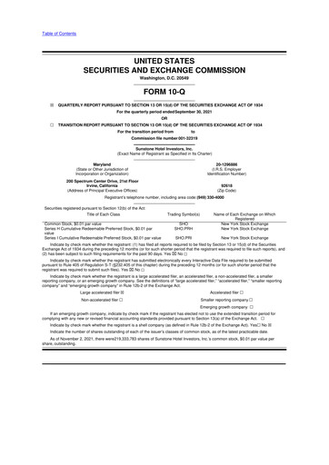 Thumbnail Sunstone Hotel Investors
 10-Q Quarterly Report FY2021 