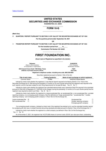 Thumbnail First Foundation
 10-Q Quarterly Report FY2021 
