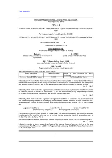 Miniature QCR Holdings
 10-Q Rapport trimestriel 2021 