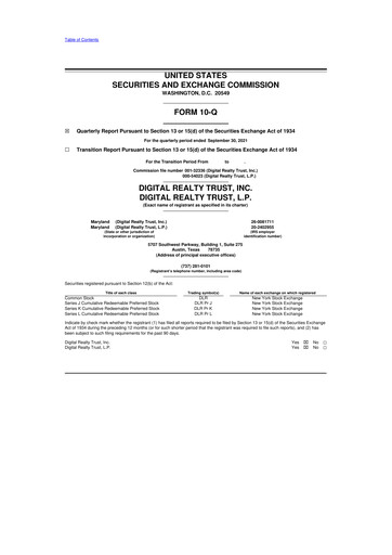 Thumbnail Digital Realty 10-Q Quarterly Report FY 