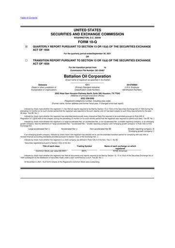 Vorschaubild Battalion Oil 10-Q Quartalsbericht 2021 