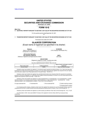 Thumbnail Glaukos 10-Q Quarterly Report FY 