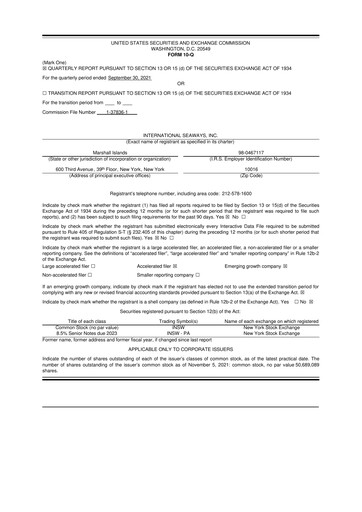 Vorschaubild International Seaways 10-Q Quartalsbericht 2021 