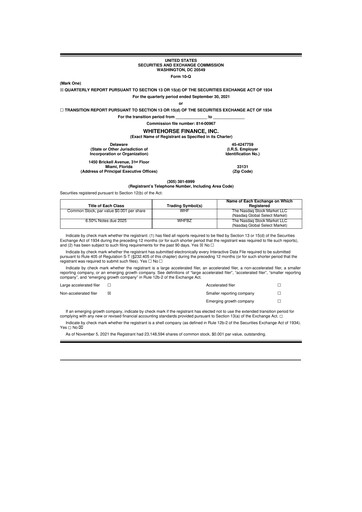 Thumbnail WhiteHorse Finance 10-Q Quarterly Report FY 