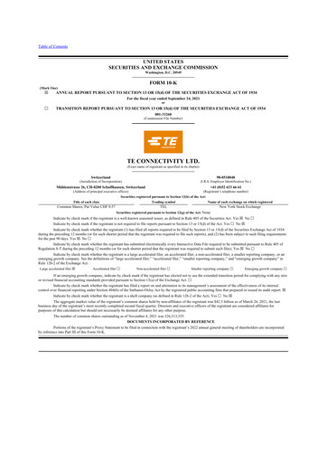 Thumbnail TE Connectivity
 10-K Annual Report 2021