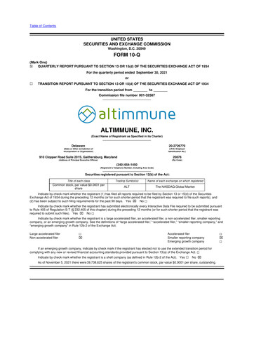 Thumbnail Altimmune 10-Q Quarterly Report FY 