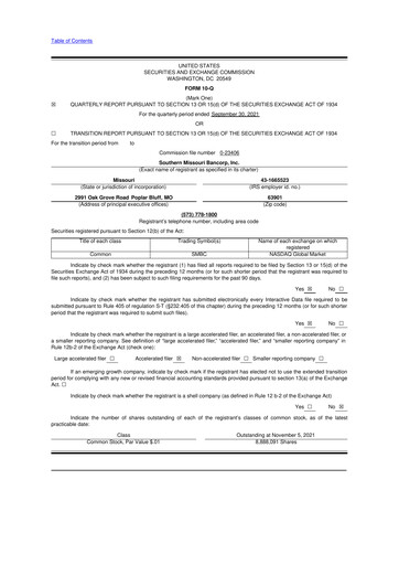 Vorschaubild Southern Missouri Bancorp 10-Q Quartalsbericht 2022 