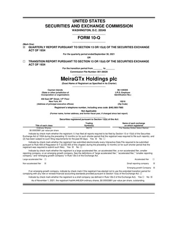 Vorschaubild MeiraGTx 10-Q Quartalsbericht 2021 
