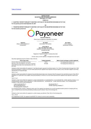 Thumbnail Payoneer 10-Q Quarterly Report FY 
