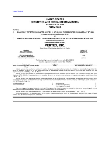 Thumbnail Vertex 10-Q Quarterly Report FY2021 