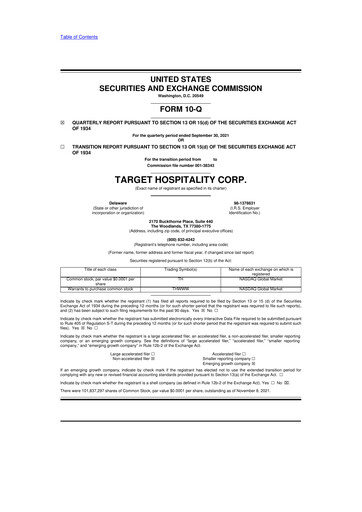 Thumbnail Target Hospitality 10-Q Quarterly Report FY2021 