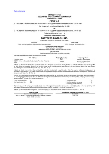 Thumbnail Fortress Biotech
 10-Q Quarterly Report FY2021 