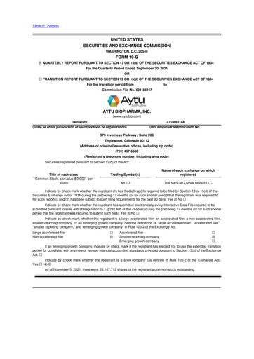 Thumbnail Aytu BioScience
 10-Q Quarterly Report FY2022 