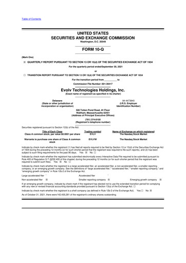 Vorschaubild Evolv Technologies 10-Q Quartalsbericht 2021 