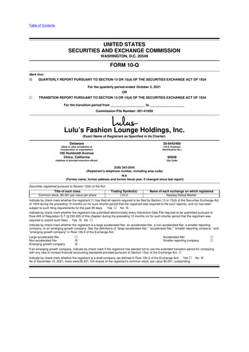 Thumbnail Lulu's Fashion Lounge 10-Q Quarterly Report FY2021 