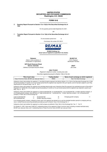 Thumbnail RE/MAX Holdings 10-Q Quarterly Report FY2021 