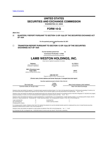 Vorschaubild Lamb Weston 10-Q Quartalsbericht  