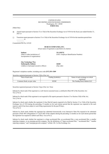 Thumbnail Hurco Companies 10-K Annual Report 2021