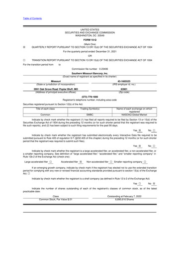 Vorschaubild Southern Missouri Bancorp 10-Q Quartalsbericht 2022 