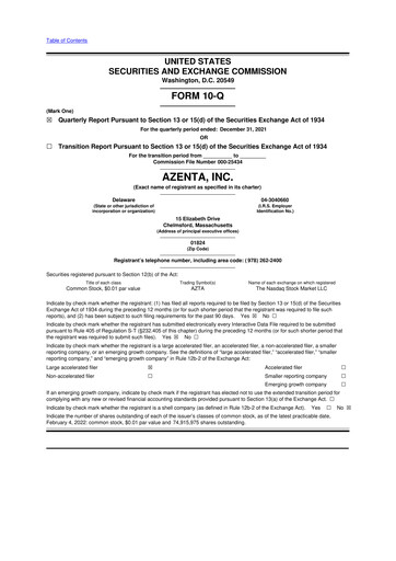 Vorschaubild Azenta 10-Q Quartalsbericht 2022 