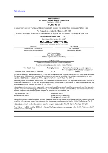 Thumbnail Mullen Automotive 10-Q Quarterly Report FY2022 