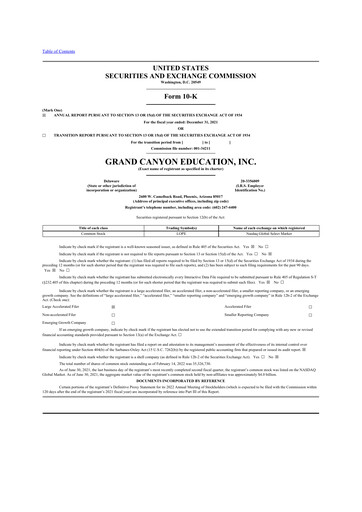 Thumbnail Grand Canyon Education 10-K Annual Report 2021