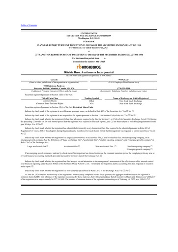 Thumbnail RB Global
 10-K Annual Report 2021