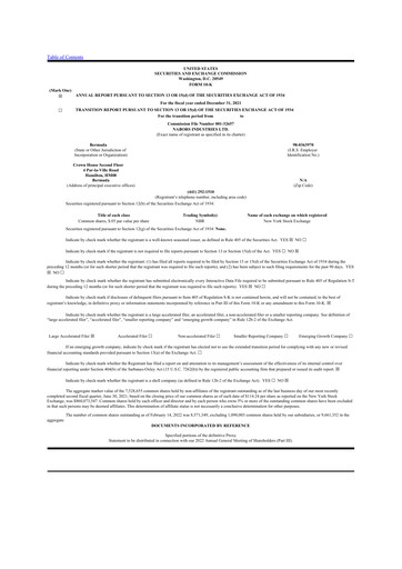 Thumbnail Nabors Industries
 10-K Annual Report 2021