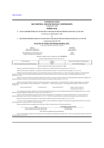 Thumbnail Watts Water Technologies
 10-K Annual Report 2021