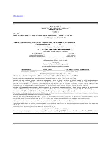 Thumbnail Citizens & Northern Corp 10-K Annual Report 2021