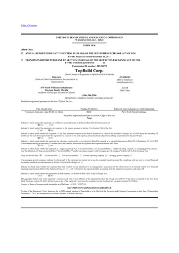 Thumbnail TopBuild 10-K Annual Report 2021