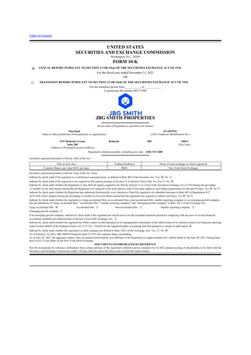 Thumbnail JBG SMITH
 10-K Annual Report 2021