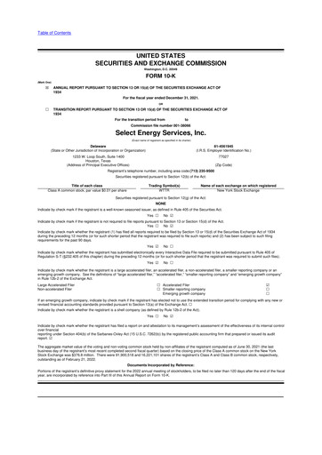 Thumbnail Select Water Solutions 10-K Annual Report 2021
