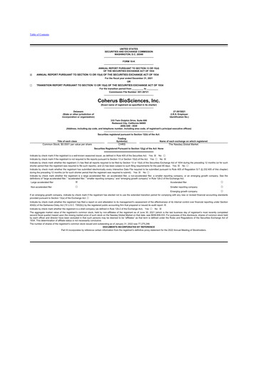 Thumbnail Coherus BioSciences
 10-K Annual Report 2021