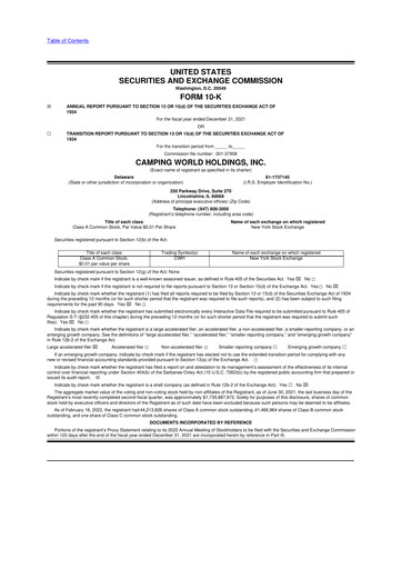 Thumbnail Camping World
 10-K Annual Report 2021