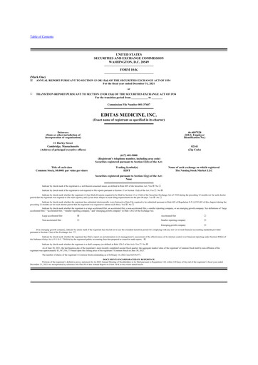 Miniature Editas Medicine
 10-K Rapport annuel 2021