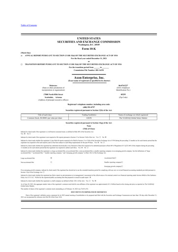 Thumbnail Axon Enterprise
 10-K Annual Report 2021