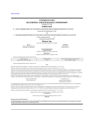 Thumbnail Matson 10-K Annual Report 2021