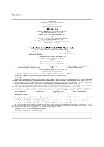 Thumbnail Alliance Resource Partners 10-K Annual Report 2021