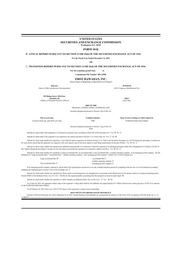 Thumbnail First Hawaiian Bank
 10-K Annual Report 2021