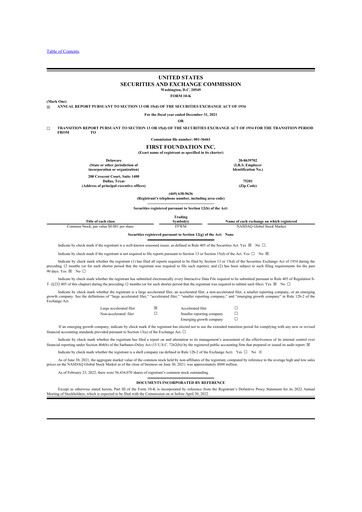 Thumbnail First Foundation
 10-K Annual Report 2021