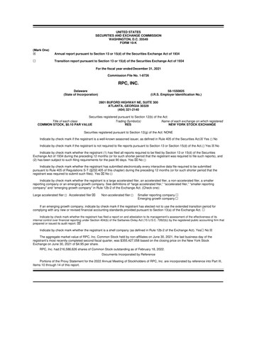 Thumbnail RPC, Inc. 10-K Annual Report 2021