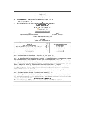 Thumbnail Ready Capital
 10-K Annual Report 2021
