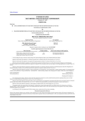 Vorschaubild Bicycle Therapeutics 10-K Jahresbericht 2021